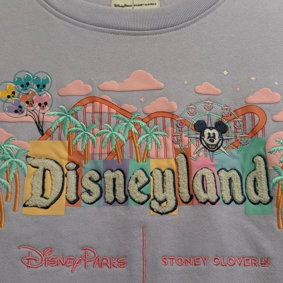 Stoney Clover Lane Disneyland Marquee Lavender Crewneck Sweatshirt Disney - Picture 6 of 7